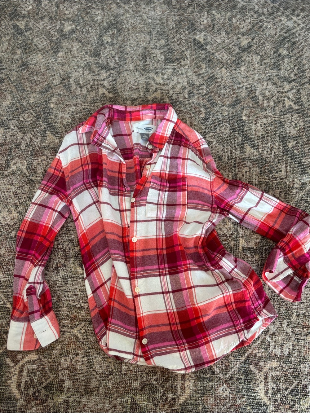 Old Navy Pink Red Plaid Button-Down Shirt